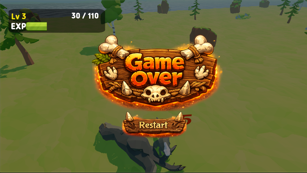 Dino Evolution game over screen